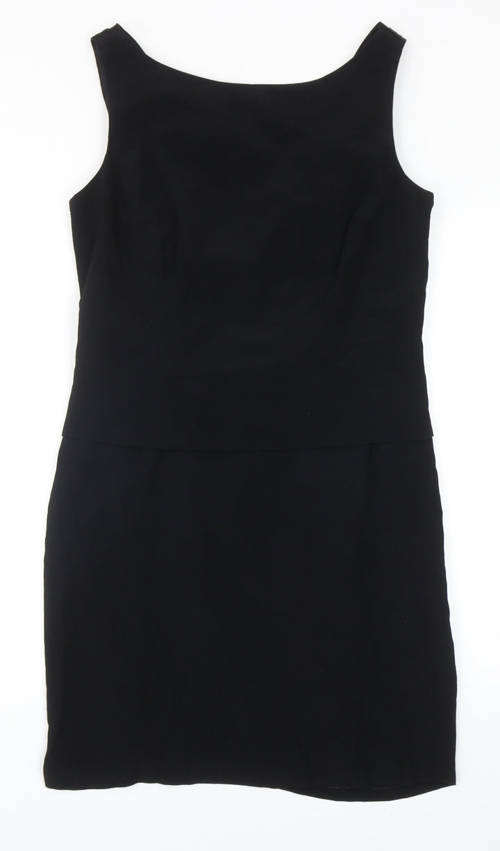 Hannah Hardy Womens Black Acetate Shift Size 12 Round Neck Zip