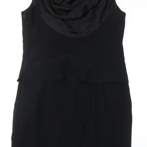 Hannah Hardy Womens Black Acetate Shift Size 12 Round Neck Zip