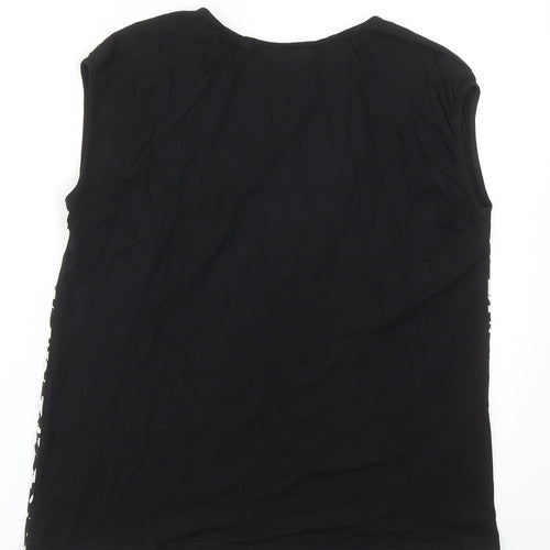 Louise FD Womens Black Geometric Polyester Basic Blouse Size S Boat Neck