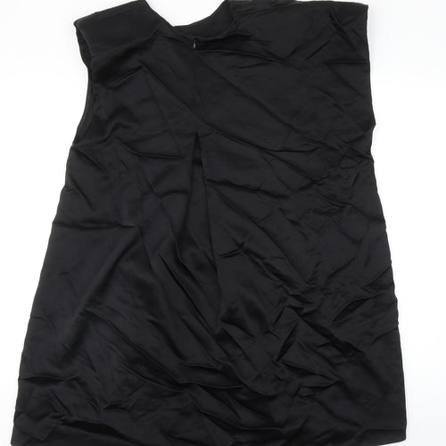 Zara Womens Black Viscose A-Line Size XS Off the Shoulder Zip - Shoulder Pads