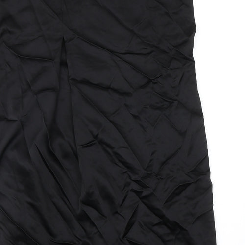 Zara Womens Black Viscose A-Line Size XS Off the Shoulder Zip - Shoulder Pads