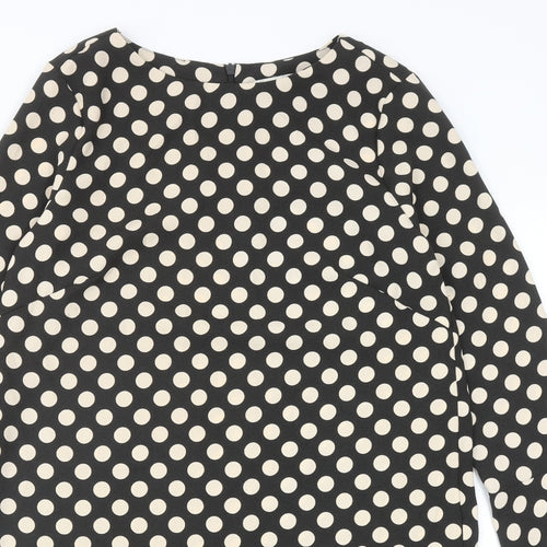 H&M Womens Black Polka Dot Polyester A-Line Size 10 Round Neck Zip