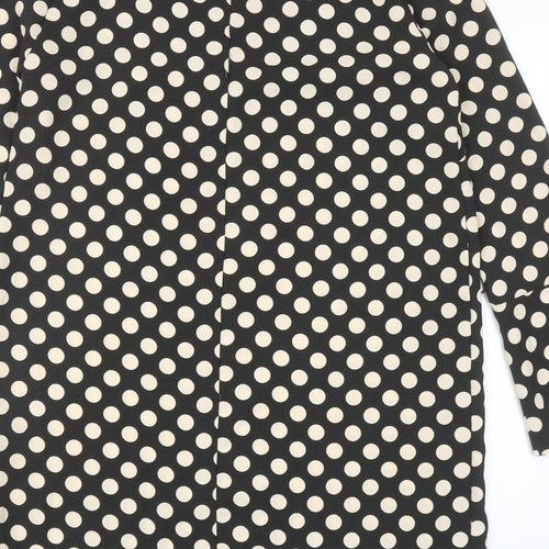 H&M Womens Black Polka Dot Polyester A-Line Size 10 Round Neck Zip