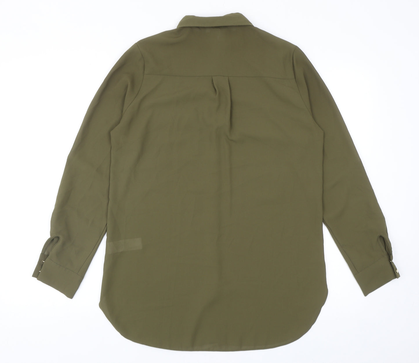 Primark Womens Green Polyester Basic Button-Up Size 10 Collared