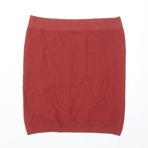 VERO MODA Womens Orange Geometric Polyamide Straight & Pencil Skirt Size S