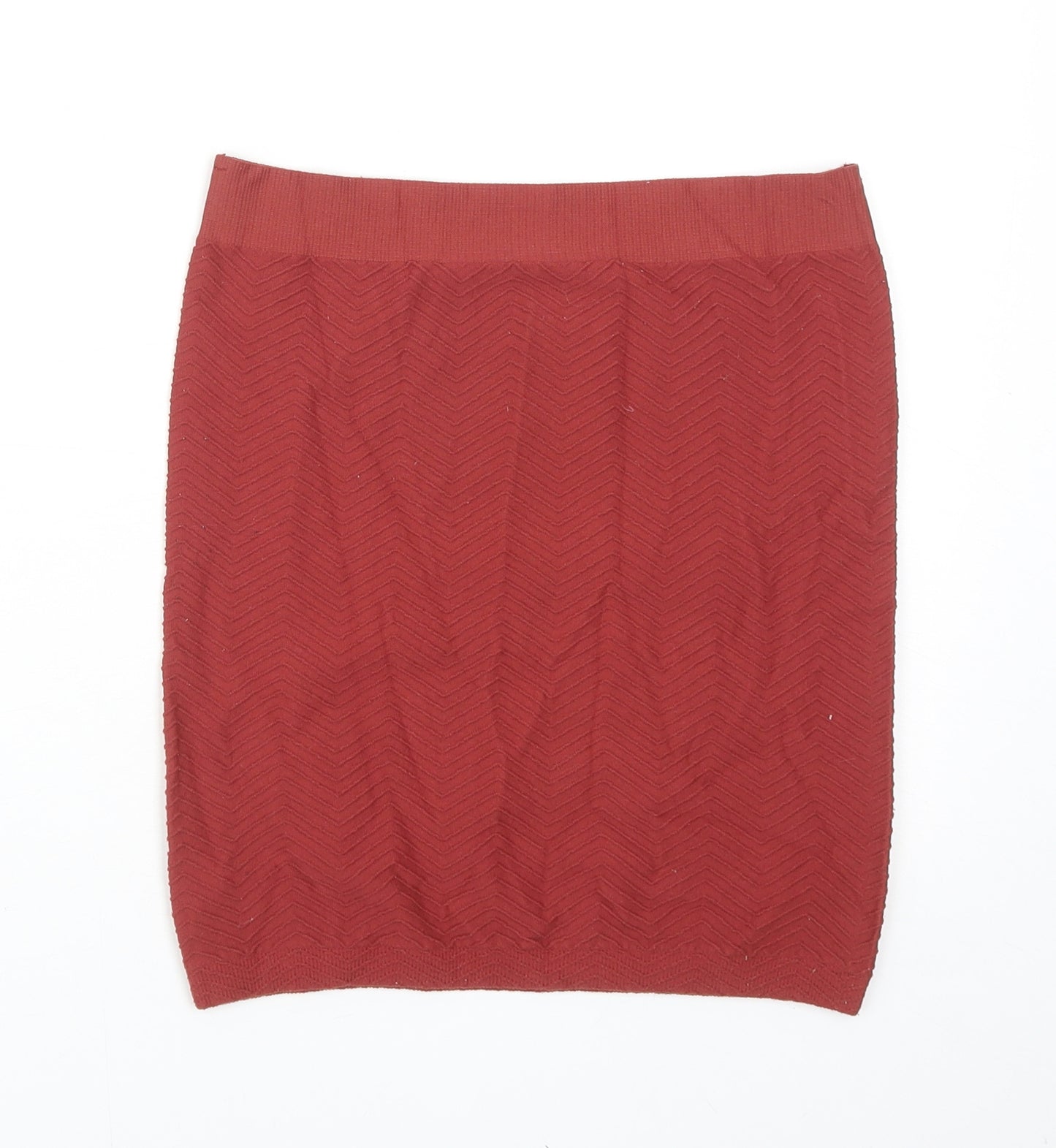 VERO MODA Womens Orange Geometric Polyamide Straight & Pencil Skirt Size S