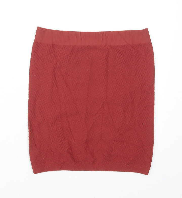VERO MODA Womens Orange Geometric Polyamide Straight & Pencil Skirt Size S