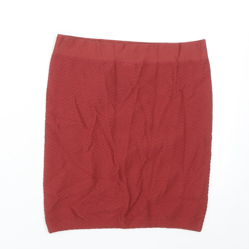 VERO MODA Womens Orange Geometric Polyamide Straight & Pencil Skirt Size S
