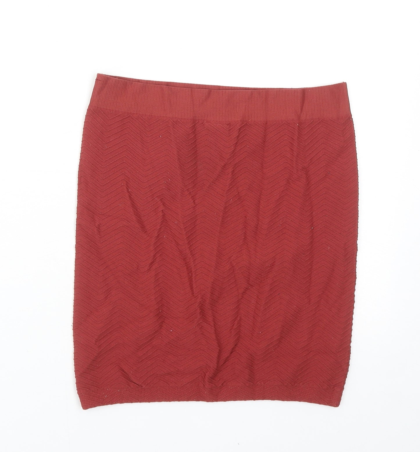 VERO MODA Womens Orange Geometric Polyamide Straight & Pencil Skirt Size S