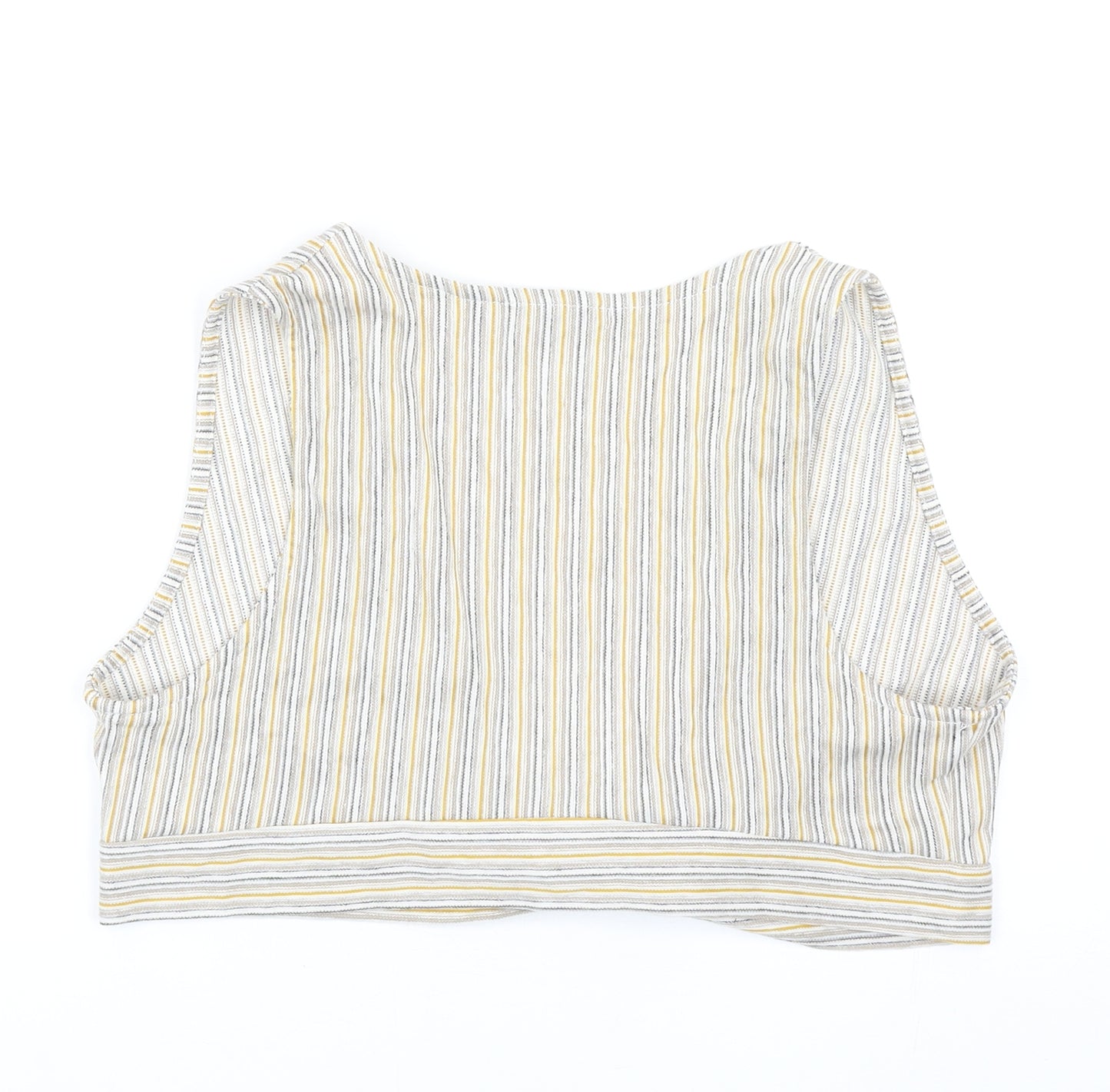 Pull&Bear Womens Multicoloured Striped Polyester Cropped Tank Size XL V-Neck - Tie Front