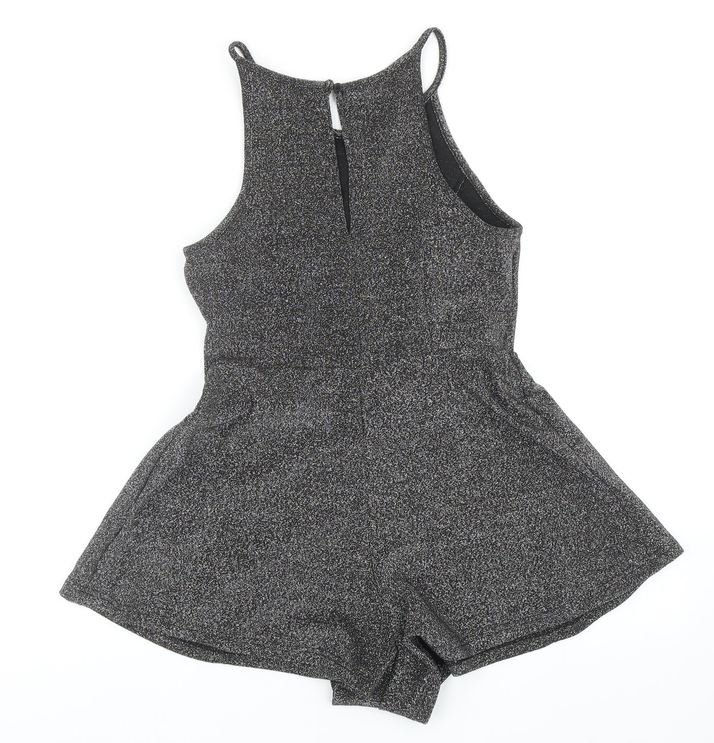 Topshop Womens Silver Polyester Playsuit One-Piece Size 10 Button
