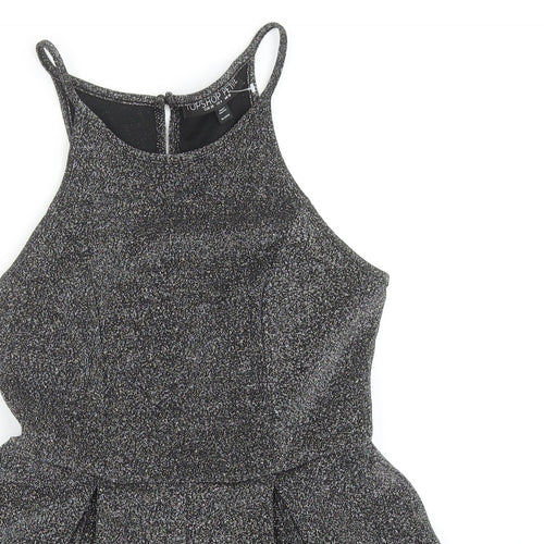 Topshop Womens Silver Polyester Playsuit One-Piece Size 10 Button
