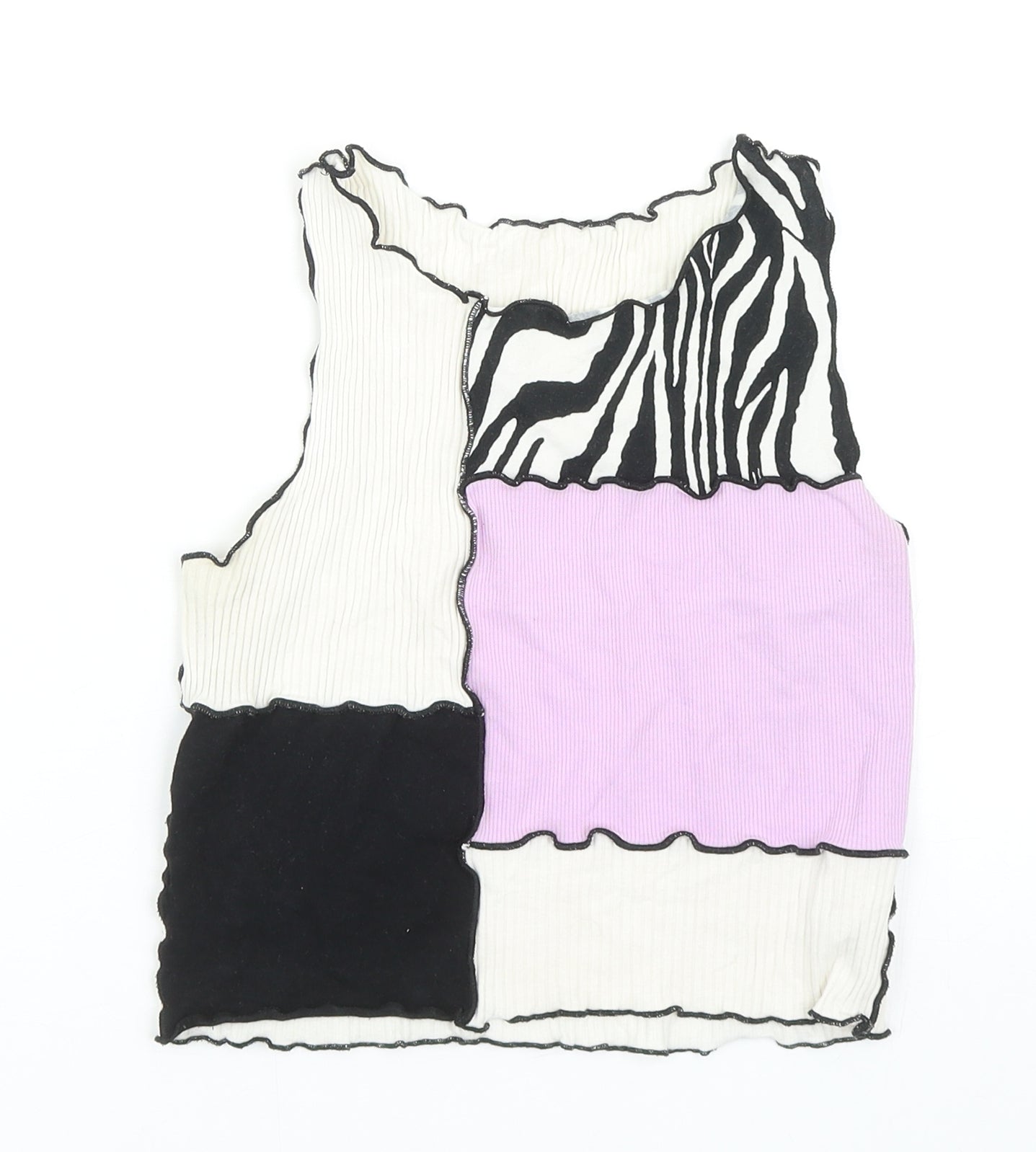 SheIn Womens Multicoloured Colourblock Cotton Basic Tank Size M Boat Neck