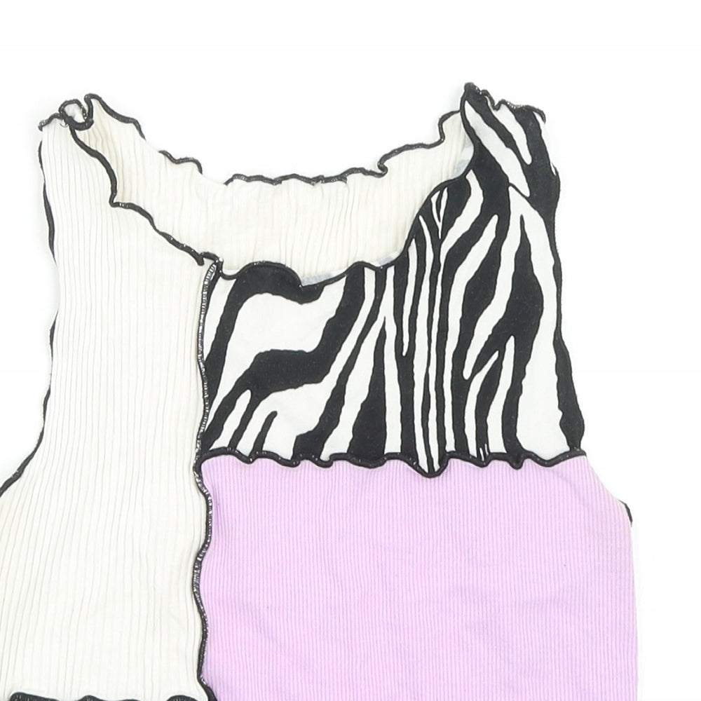 SheIn Womens Multicoloured Colourblock Cotton Basic Tank Size M Boat Neck