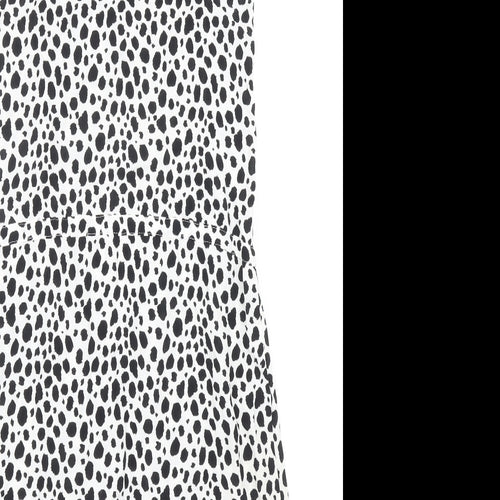 Target Collection Womens Black Geometric Viscose A-Line Size 10 V-Neck Button