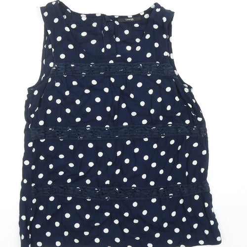 George Womens Blue Polka Dot Viscose Basic Tank Size 12 Round Neck