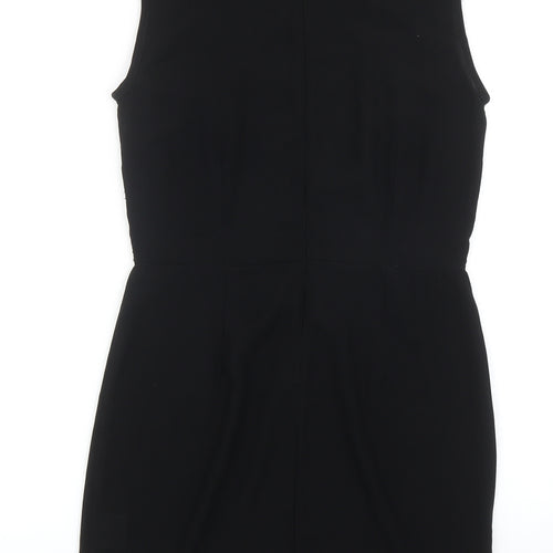 TFNC Womens Black Geometric Polyester A-Line Size M Round Neck Zip