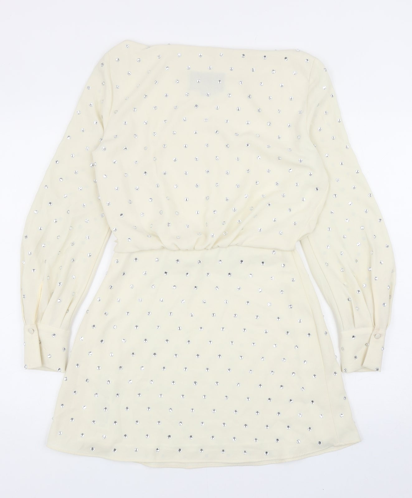 Zara Womens Ivory Polyester Mini Size XS Boat Neck Snap