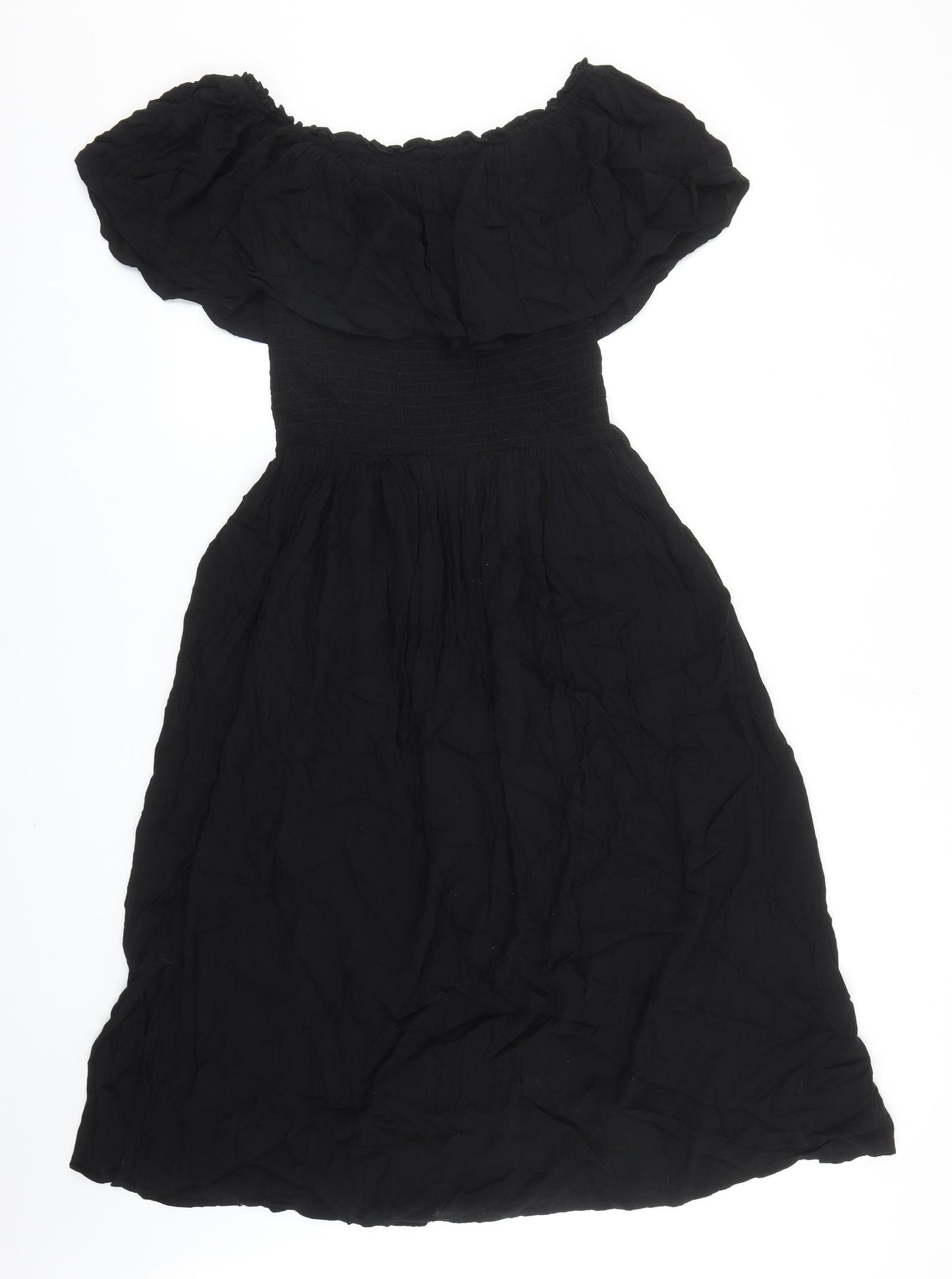 NEXT Womens Black Viscose Trapeze & Swing Size 12 Off the Shoulder Pullover