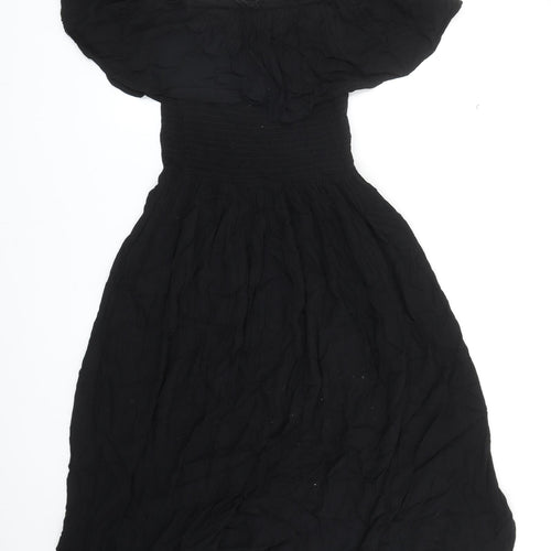 NEXT Womens Black Viscose Trapeze & Swing Size 12 Off the Shoulder Pullover