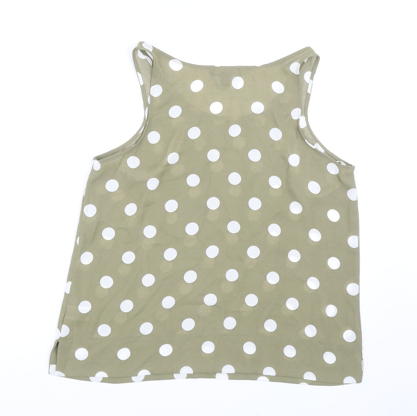 Primark Womens Green Polka Dot Polyester Basic Tank Size 14 Round Neck