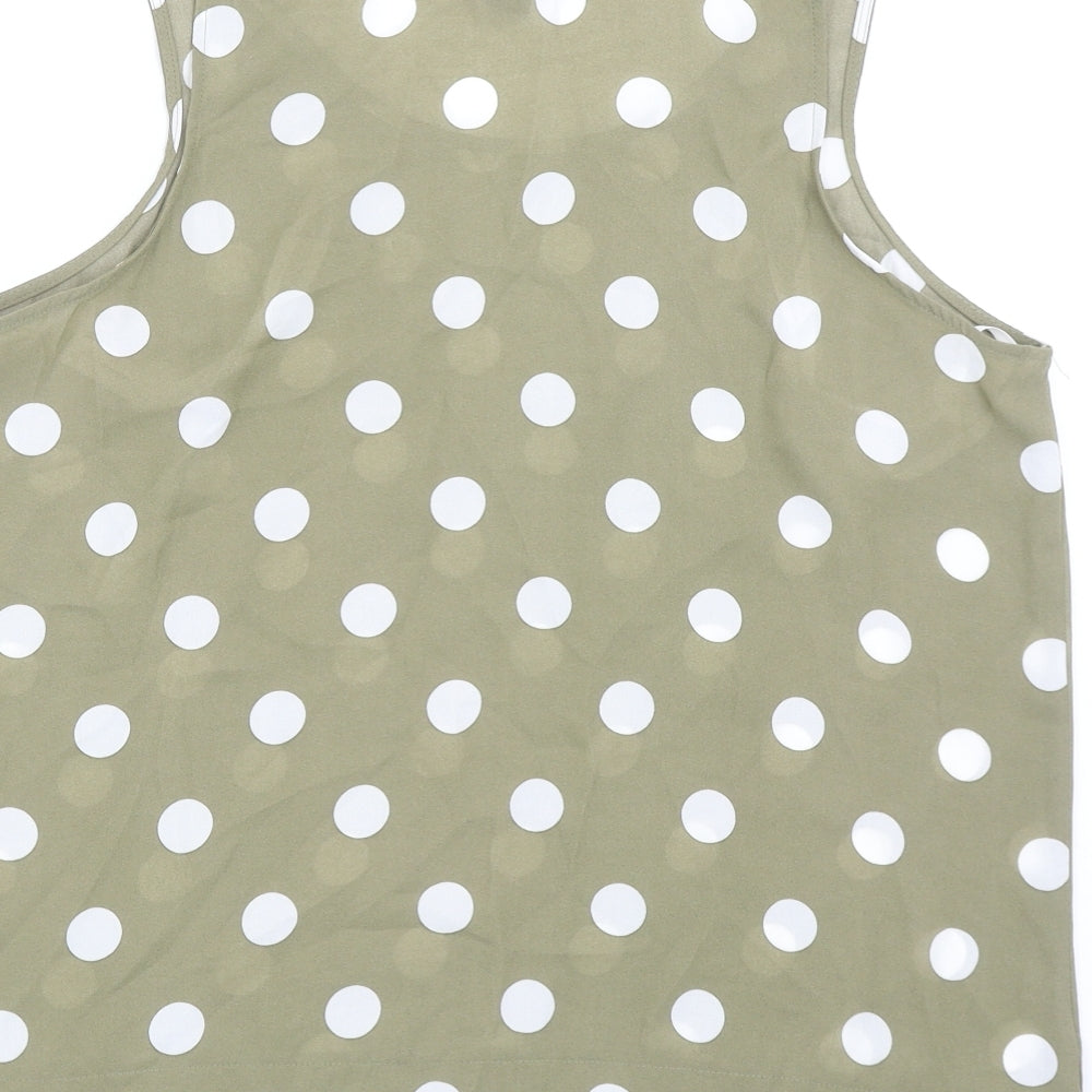 Primark Womens Green Polka Dot Polyester Basic Tank Size 14 Round Neck