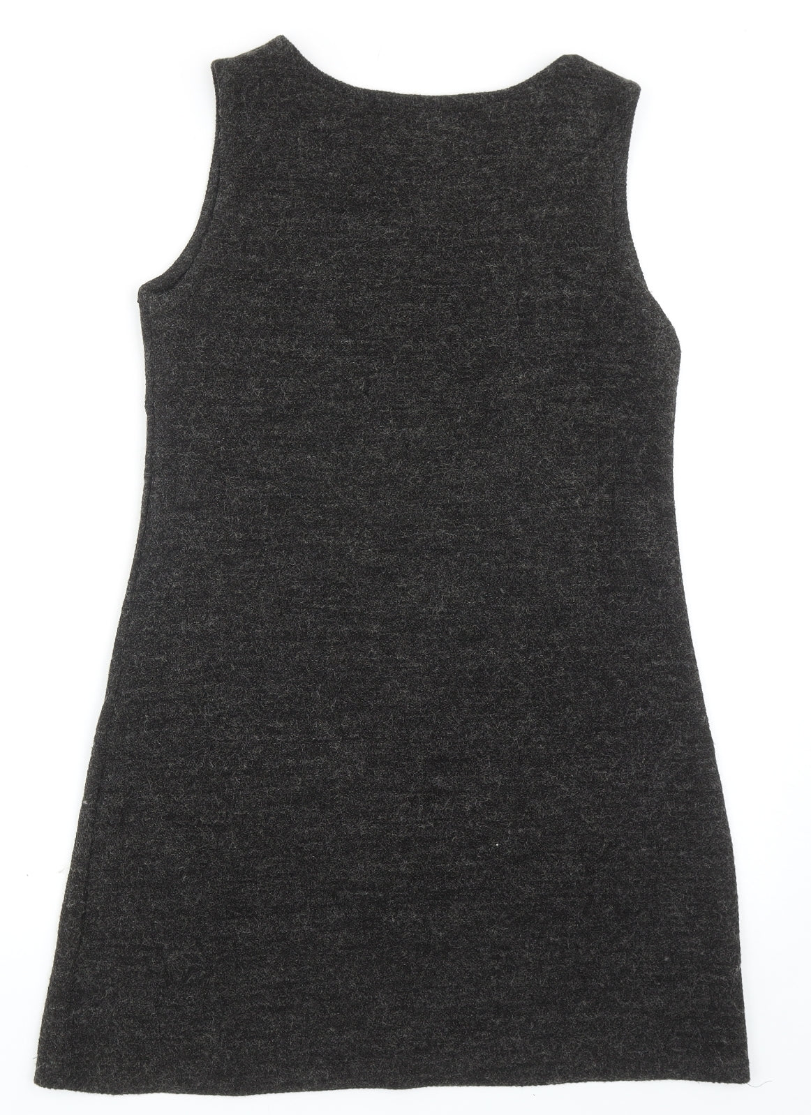 Pussycat London Womens Grey Polyester Pinafore/Dungaree Dress Size 14 Boat Neck Pullover