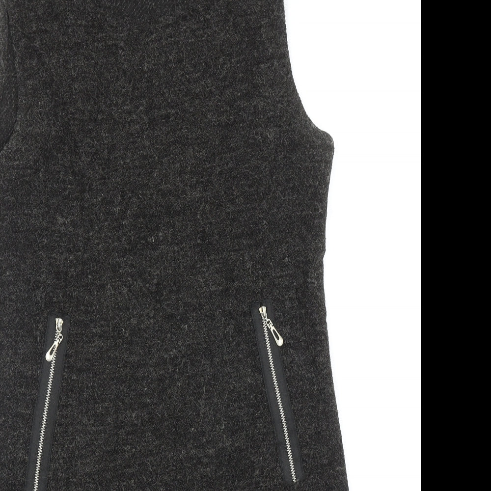 Pussycat London Womens Grey Polyester Pinafore/Dungaree Dress Size 14 Boat Neck Pullover