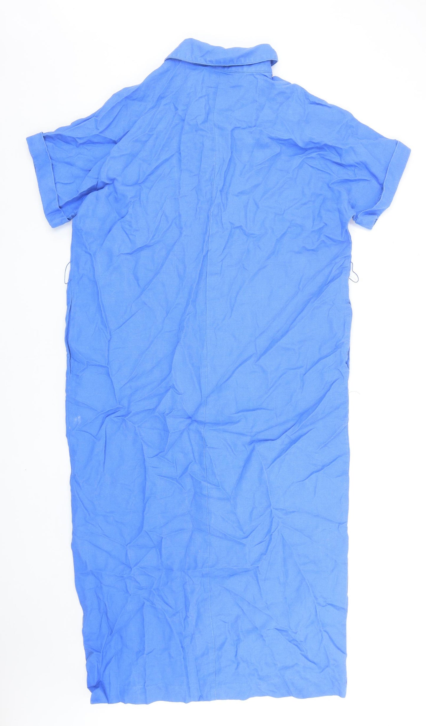 Marks and Spencer Womens Blue Lyocell Shirt Dress Size 12 Collared Button