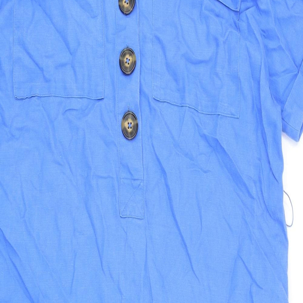 Marks and Spencer Womens Blue Lyocell Shirt Dress Size 12 Collared Button