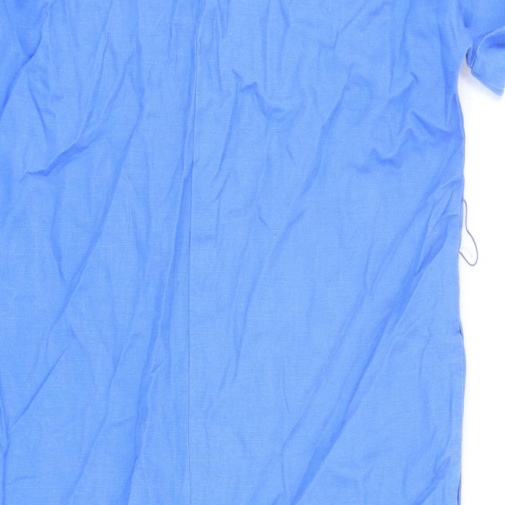 Marks and Spencer Womens Blue Lyocell Shirt Dress Size 12 Collared Button