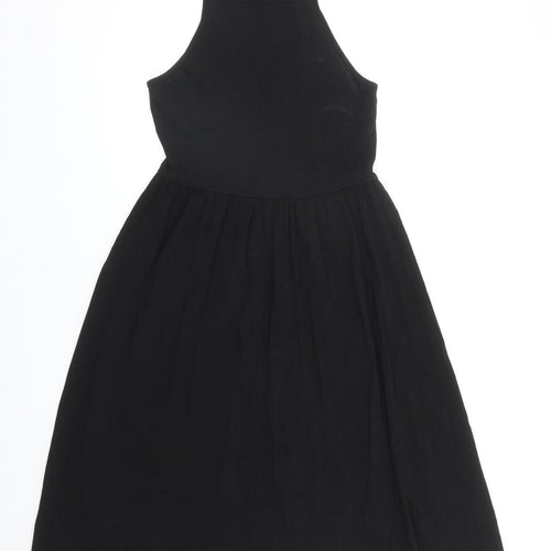 ASOS Womens Black Cotton Fit & Flare Size 10 Round Neck Pullover