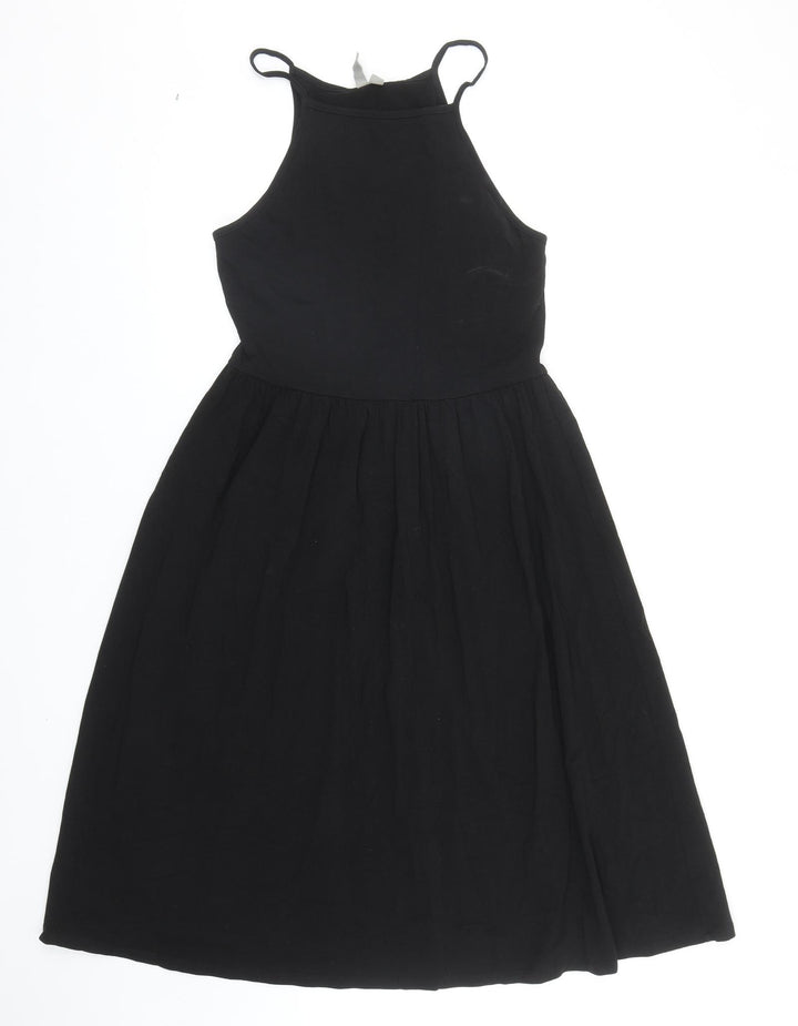 ASOS Womens Black Cotton Fit & Flare Size 10 Round Neck Pullover