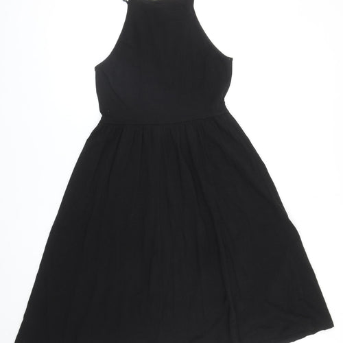 ASOS Womens Black Cotton Fit & Flare Size 10 Round Neck Pullover