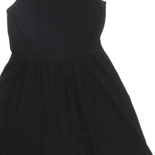 ASOS Womens Black Cotton Fit & Flare Size 10 Round Neck Pullover