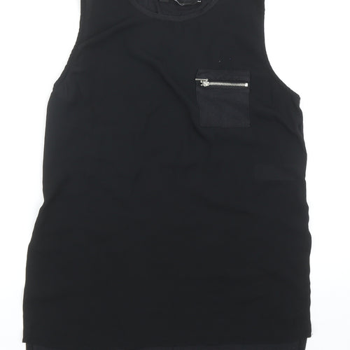 New Look Womens Black Viscose Basic Tank Size 10 Round Neck
