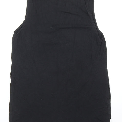 New Look Womens Black Viscose Basic Tank Size 10 Round Neck