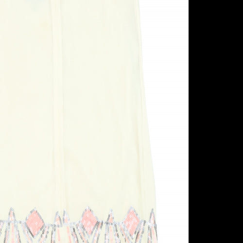 Warehouse Womens Beige Geometric Polyester Tank Dress Size 12 Square Neck Zip