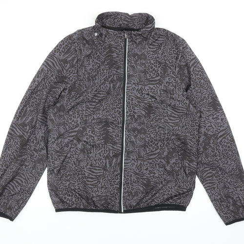 Atmosphere Womens Grey Geometric Rain Coat Jacket Size 12 Zip
