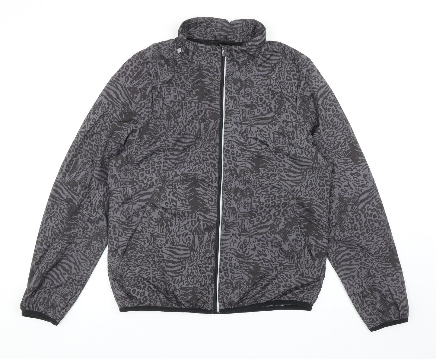 Atmosphere Womens Grey Geometric Rain Coat Jacket Size 12 Zip