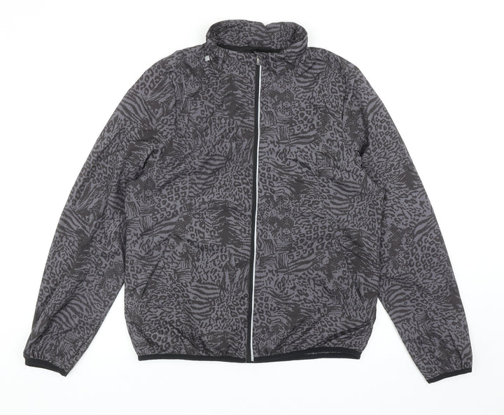 Atmosphere Womens Grey Geometric Rain Coat Jacket Size 12 Zip