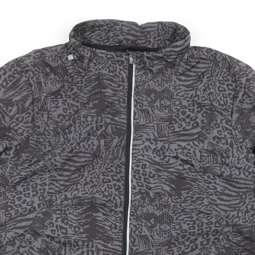 Atmosphere Womens Grey Geometric Rain Coat Jacket Size 12 Zip