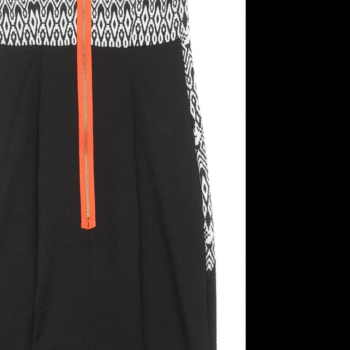 George Womens Black Geometric Polyester Pencil Dress Size 14 Boat Neck Zip