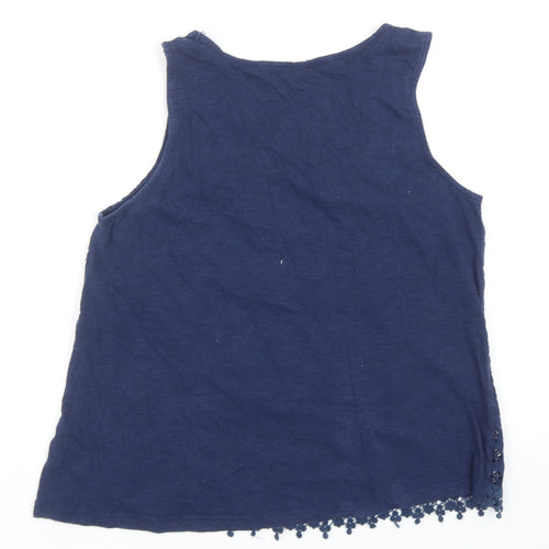Atmosphere Womens Blue Geometric Cotton Basic Tank Size 12 V-Neck
