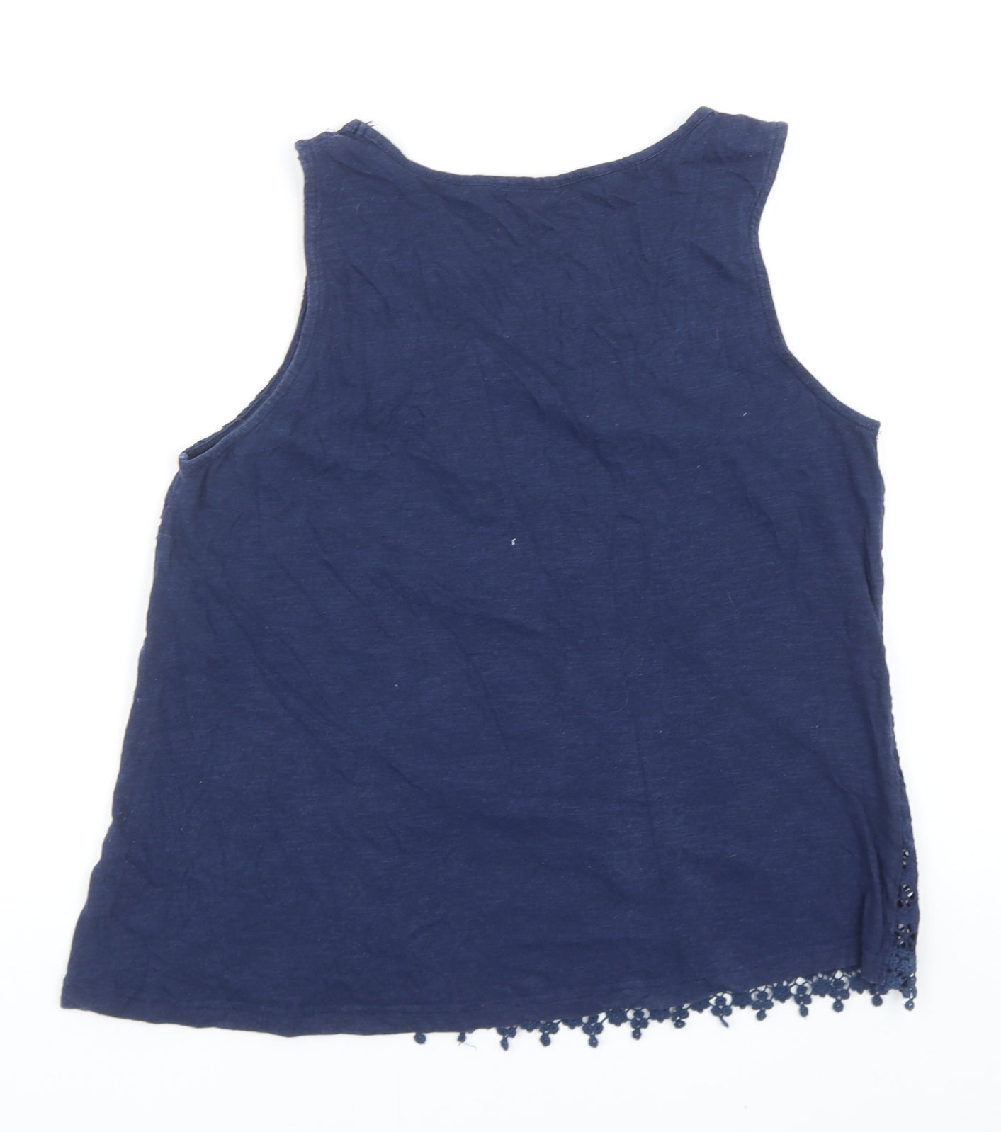 Atmosphere Womens Blue Geometric Cotton Basic Tank Size 12 V-Neck
