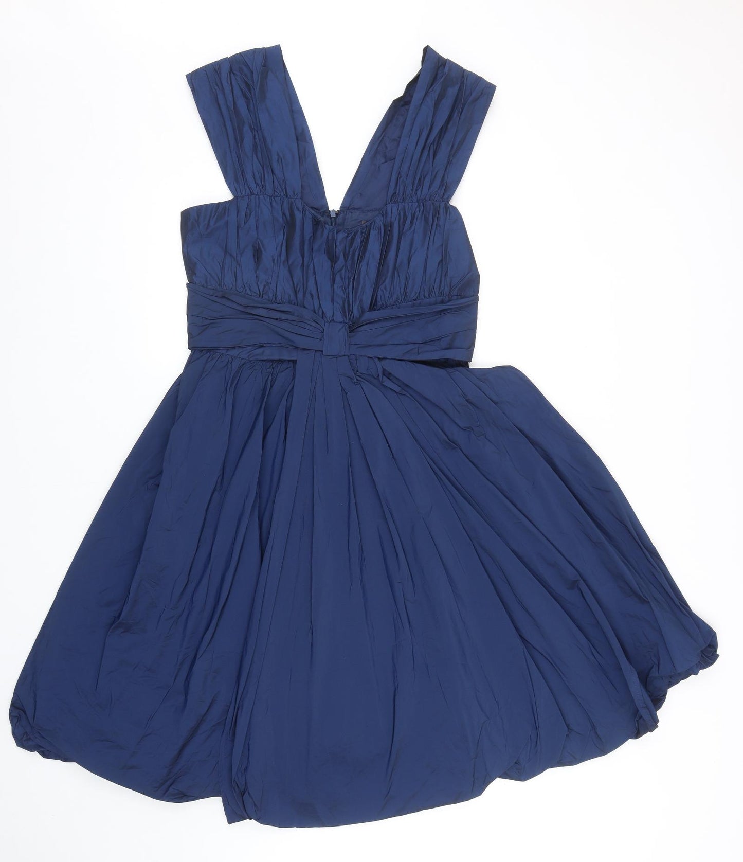Phase Eight Womens Blue Polyester Skater Dress Size 14 Square Neck Zip