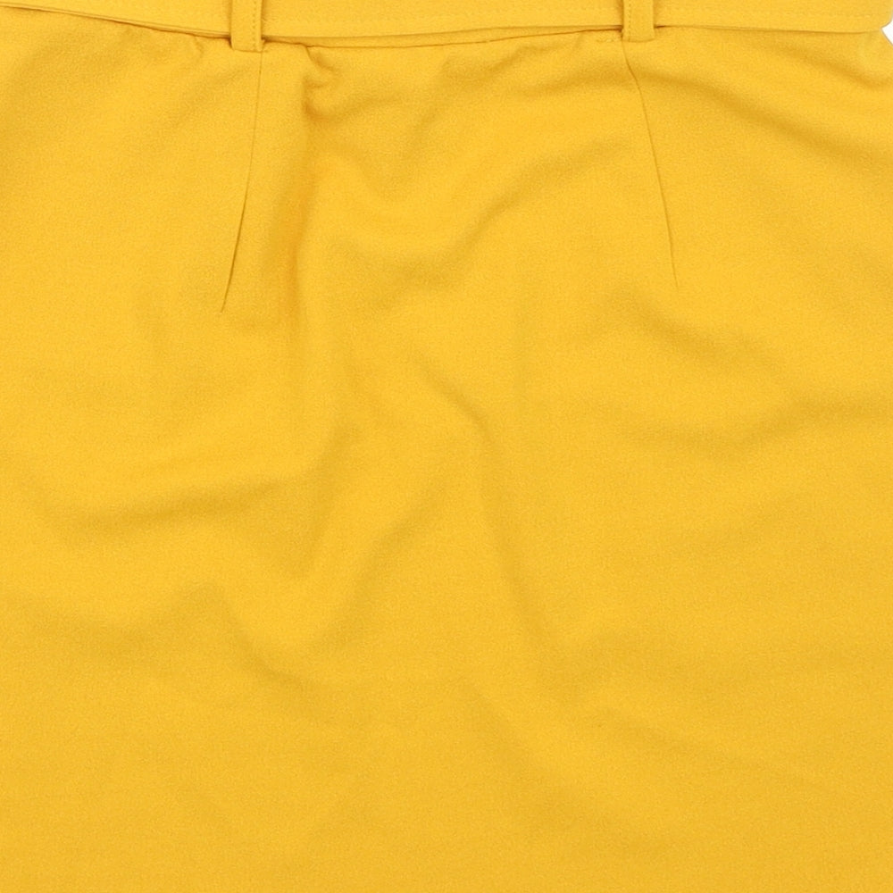 New Look Womens Yellow Polyester Straight & Pencil Skirt Size 6 Buckle - Belted