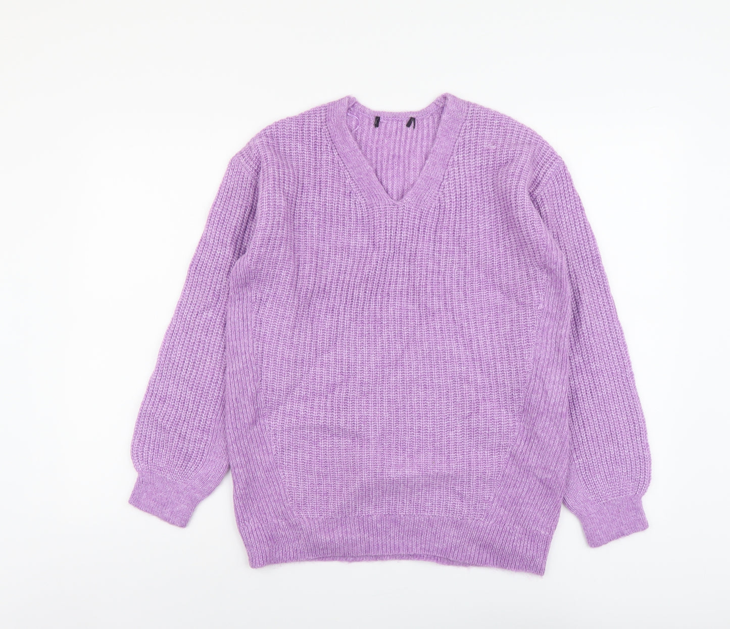 Marks and Spencer Womens Purple V-Neck Acrylic Pullover Jumper Size 10