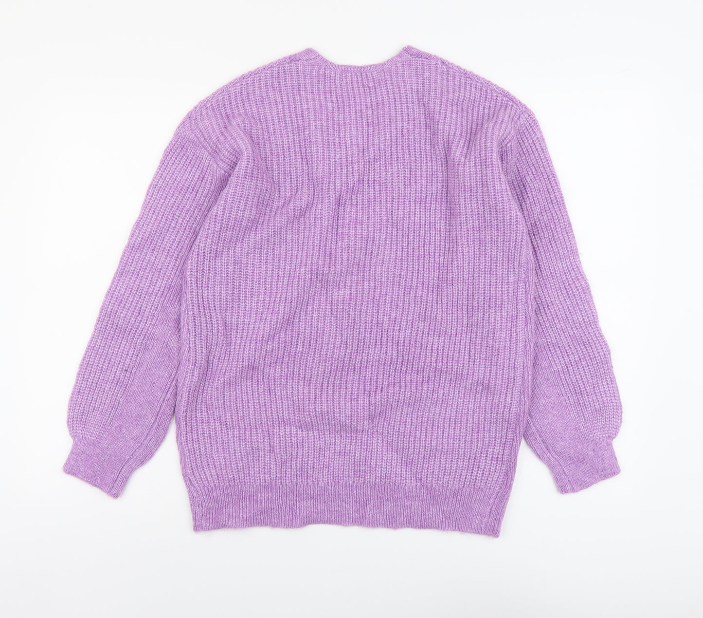 Marks and Spencer Womens Purple V-Neck Acrylic Pullover Jumper Size 10
