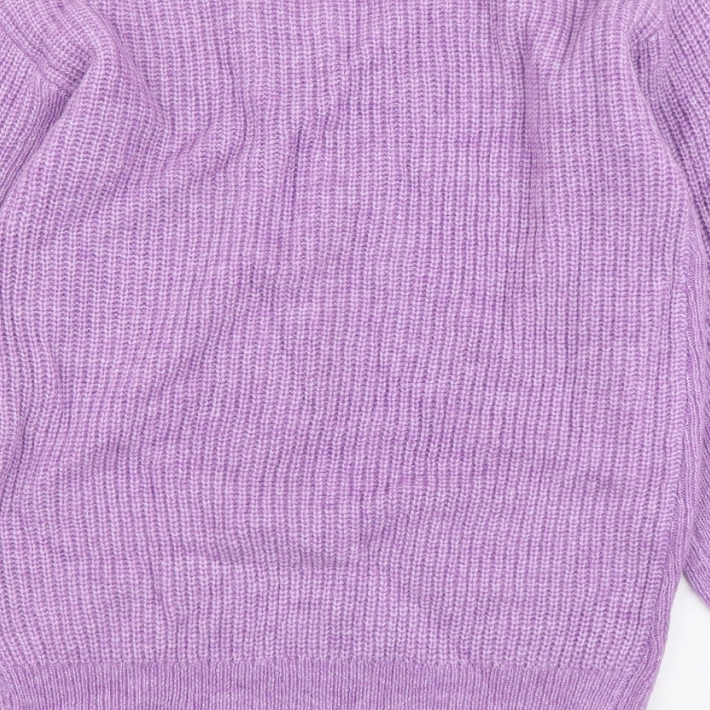Marks and Spencer Womens Purple V-Neck Acrylic Pullover Jumper Size 10